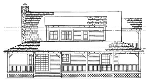 Country Rear Elevation of Plan 95079