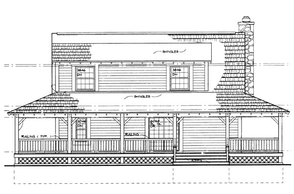 Country Rear Elevation of Plan 95080