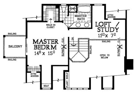 House Plan 95081 Second Level Plan