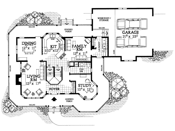 Farmhouse Victorian Level One of Plan 95083