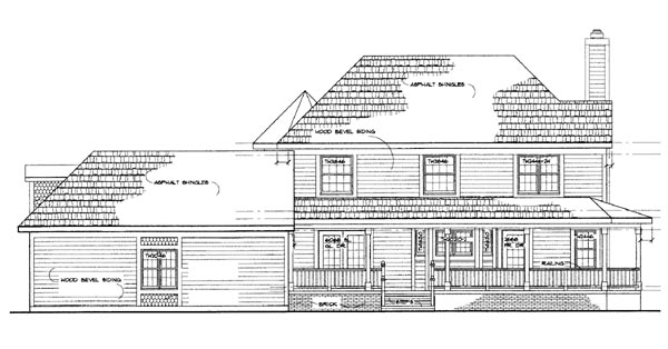 Farmhouse Victorian Rear Elevation of Plan 95083