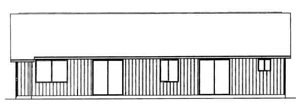 One-Story Ranch Rear Elevation of Plan 95085