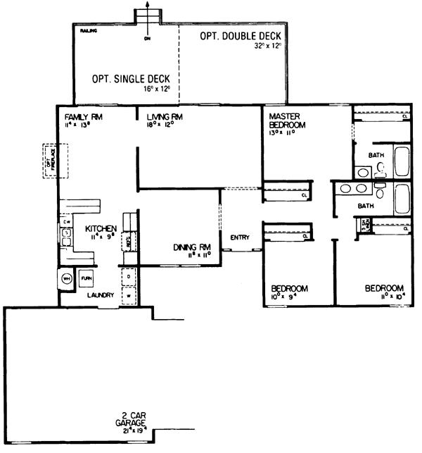 Contemporary One-Story Level One of Plan 95086