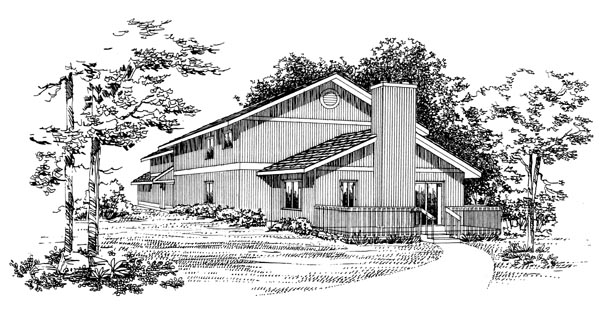 Ranch Rear Elevation of Plan 95088