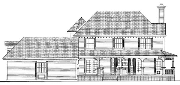 Farmhouse Victorian Rear Elevation of Plan 95089