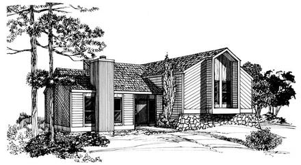 Contemporary Elevation of Plan 95091
