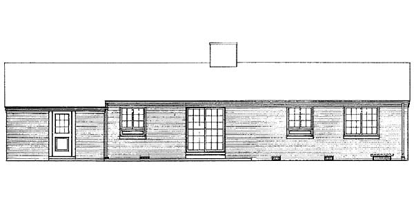 Ranch Rear Elevation of Plan 95100