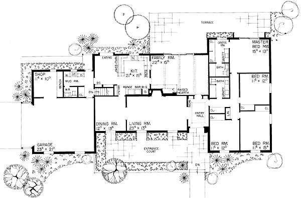 One-Story Ranch Level One of Plan 95102