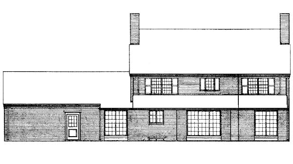 Colonial Rear Elevation of Plan 95105