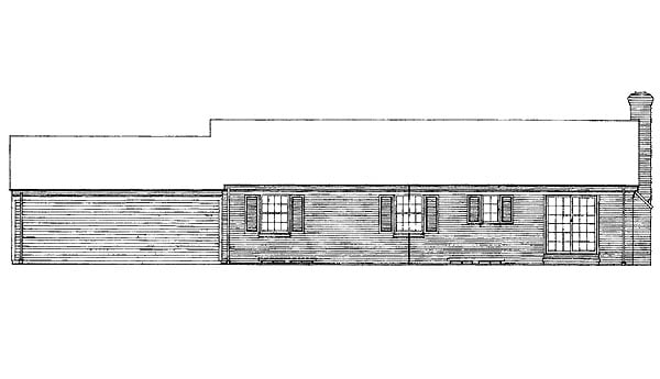 One-Story Ranch Rear Elevation of Plan 95108