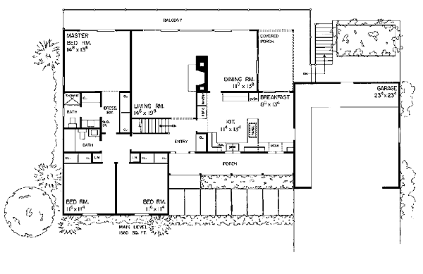 One-Story Ranch Level One of Plan 95109