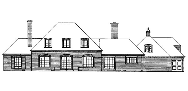 Traditional Rear Elevation of Plan 95110
