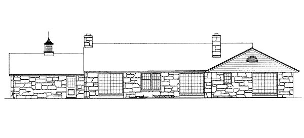 Ranch Rear Elevation of Plan 95115