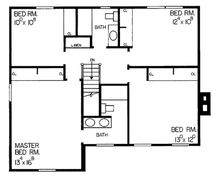 House Plan 95125 Second Level Plan