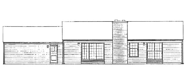 One-Story Ranch Rear Elevation of Plan 95126