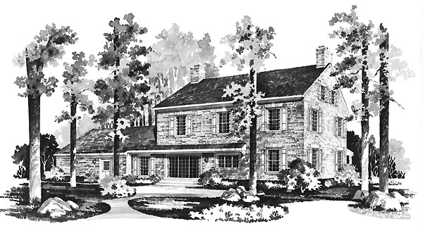 Colonial Rear Elevation of Plan 95131