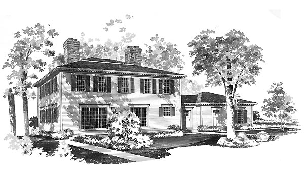 Colonial Rear Elevation of Plan 95132