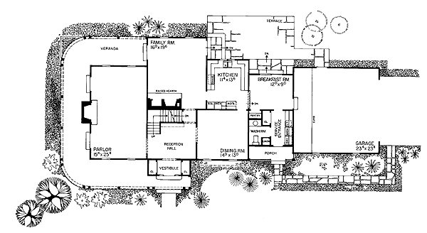 Country Farmhouse Level One of Plan 95133