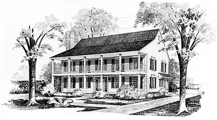 Colonial Country Elevation of Plan 95136