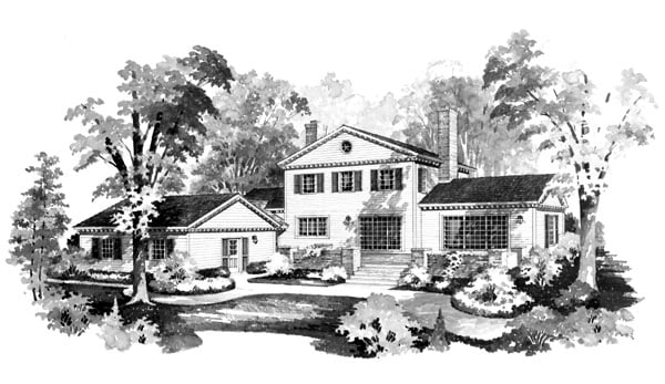 Colonial Rear Elevation of Plan 95137