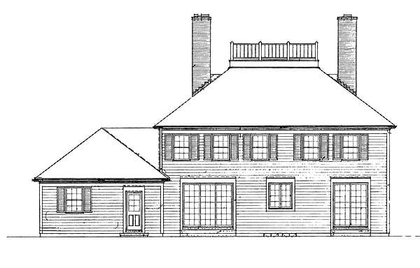 Colonial Rear Elevation of Plan 95142