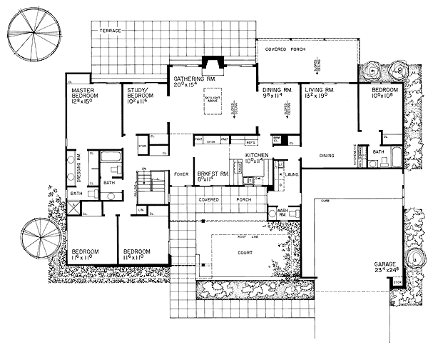 Contemporary Ranch Retro Traditional Level One of Plan 95154