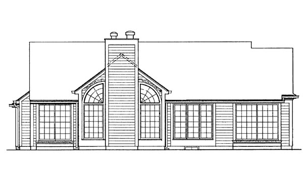 One-Story Ranch Rear Elevation of Plan 95156