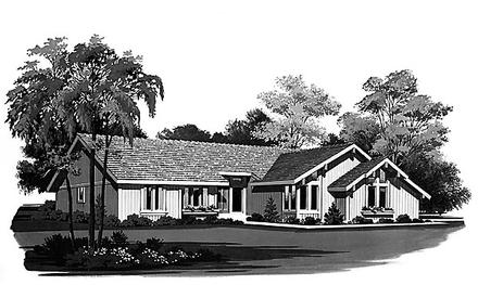 Contemporary Ranch Elevation of Plan 95163