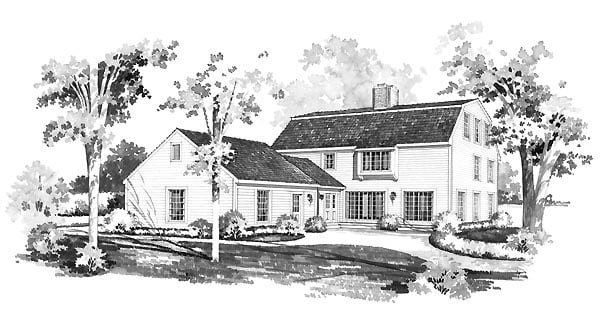 Colonial Rear Elevation of Plan 95170