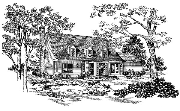 Colonial Country Rear Elevation of Plan 95171