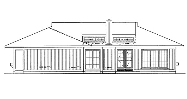 Prairie Style Southwest Rear Elevation of Plan 95178