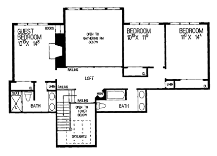 House Plan 95180 Second Level Plan