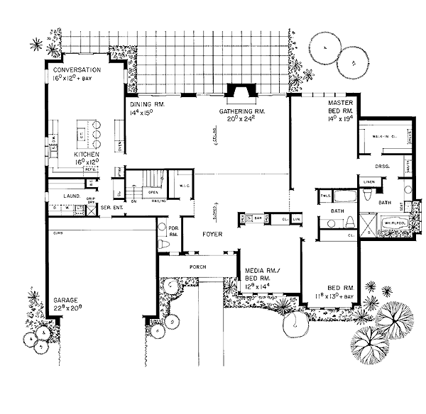 Contemporary Prairie Style Ranch Retro Level One of Plan 95188