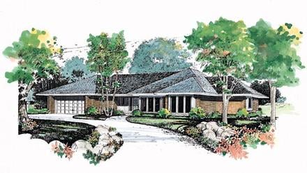 Contemporary Prairie Style Ranch Retro Elevation of Plan 95188