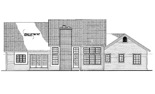 Ranch Rear Elevation of Plan 95214