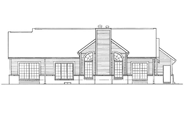 Ranch Rear Elevation of Plan 95215