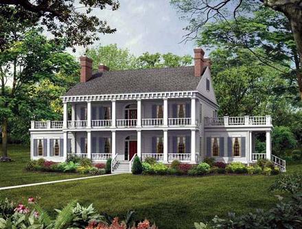 Colonial Southern Elevation of Plan 95218