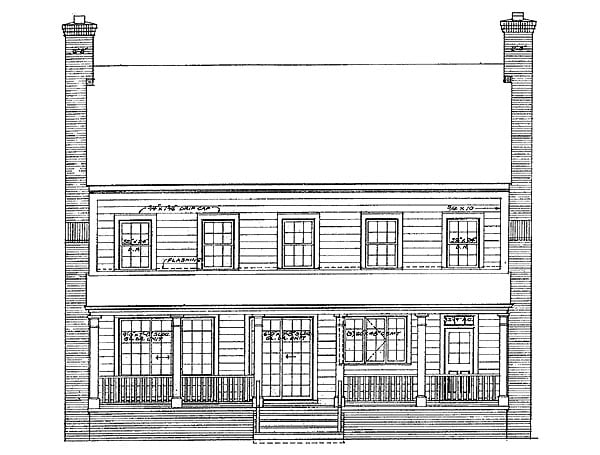 Colonial Country Rear Elevation of Plan 95219