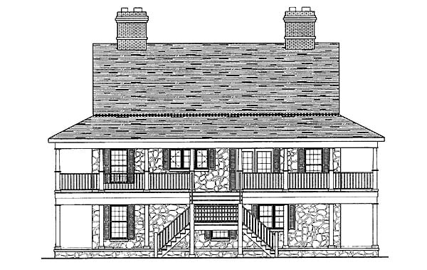 Country Southern Rear Elevation of Plan 95222