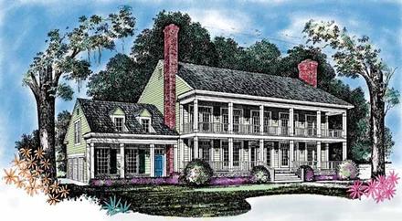 Colonial Southern Elevation of Plan 95232