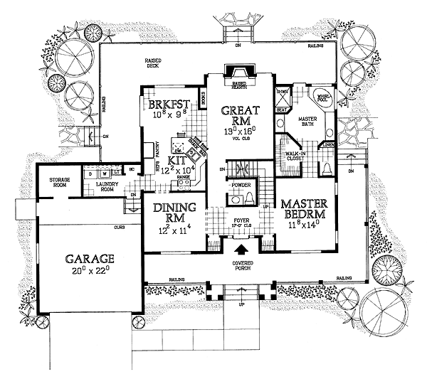 Country Farmhouse Level One of Plan 95240