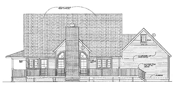 Country Farmhouse Rear Elevation of Plan 95240