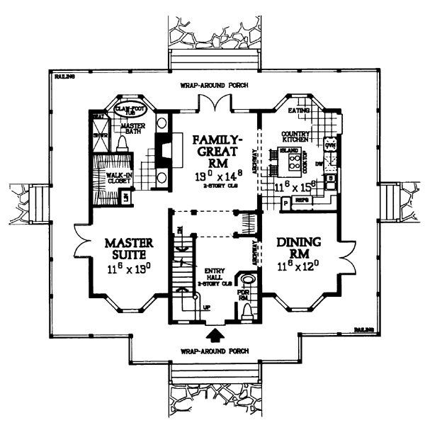 Country Farmhouse Level One of Plan 95241