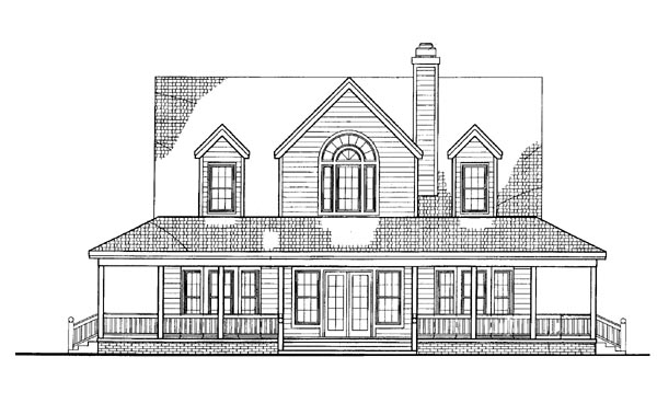 Country Farmhouse Rear Elevation of Plan 95241