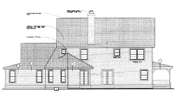 Country Farmhouse Rear Elevation of Plan 95244