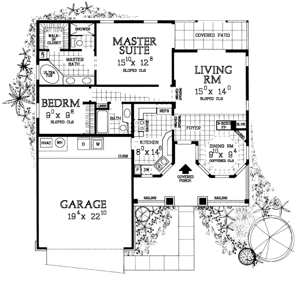 Country One-Story Ranch Level One of Plan 95247