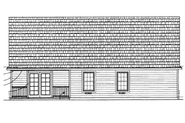 Country One-Story Ranch Rear Elevation of Plan 95247