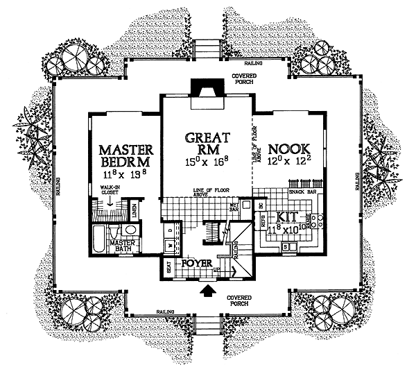 Country Farmhouse Level One of Plan 95249