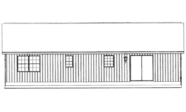 One-Story Ranch Rear Elevation of Plan 95256
