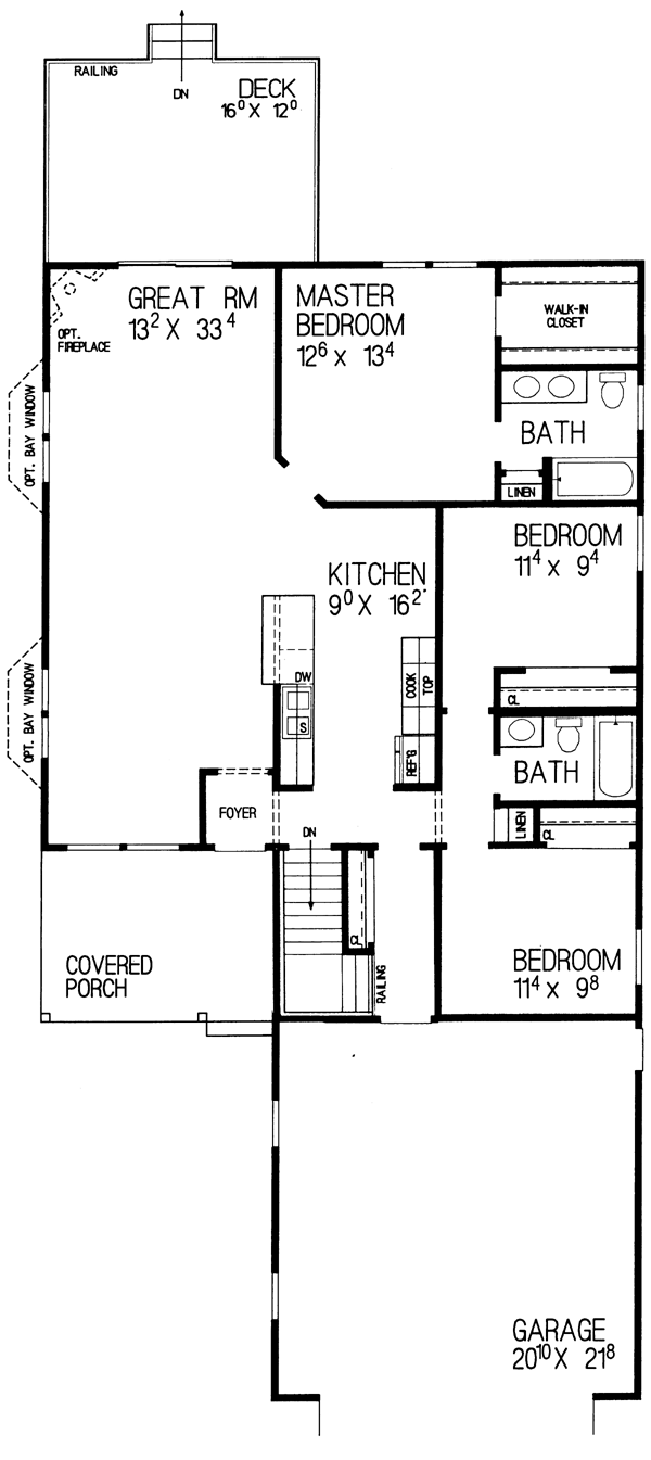 One-Story Ranch Level One of Plan 95262